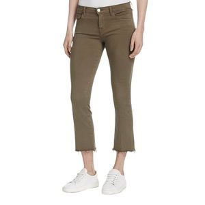 J Brand Selena Cropped Bootcut Raw Hem Jeans Trooper Green